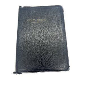 Vintage KJV Bible 1950 Zippered Red Letter Concordance Leather 1950s